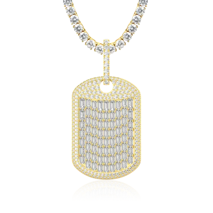 Aporro Brand Necklaces Custom Iced Out Baguette Cut Dog Tag Pendant