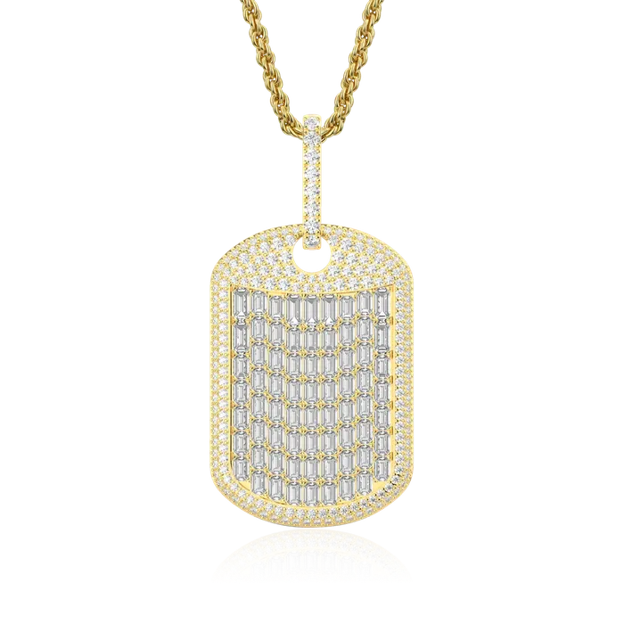 Aporro Brand Necklaces Custom Iced Out Baguette Cut Dog Tag Pendant