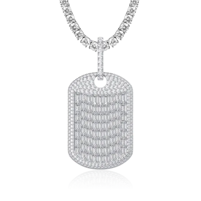 Aporro Brand Necklaces Custom Iced Out Baguette Cut Dog Tag Pendant