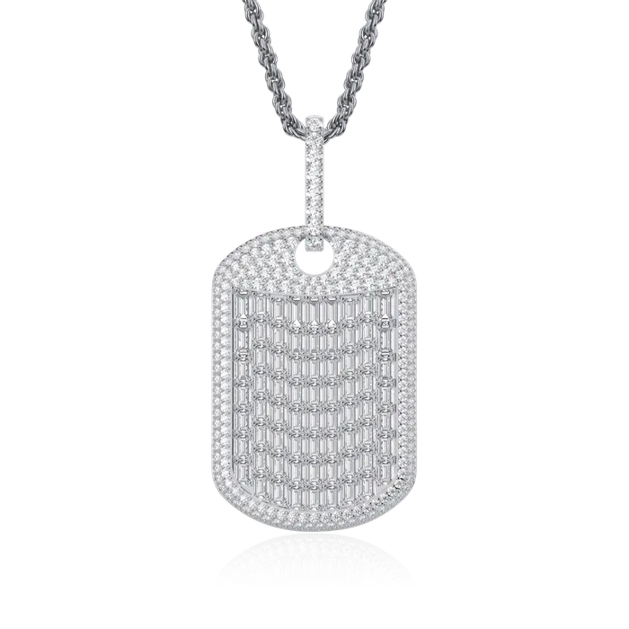 Aporro Brand Necklaces Custom Iced Out Baguette Cut Dog Tag Pendant
