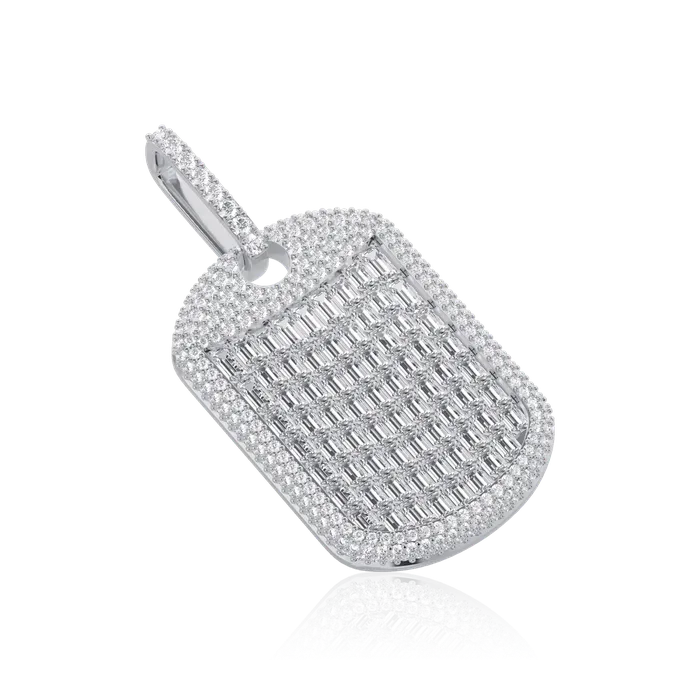 Aporro Brand Necklaces Custom Iced Out Baguette Cut Dog Tag Pendant