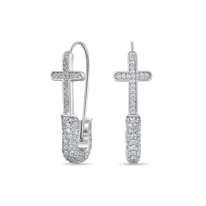 aporro Earrings Pin Cross Hoop Earring