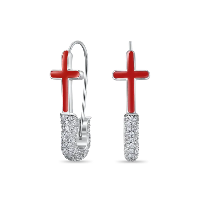 aporro Earrings Pin Cross Hoop Earring