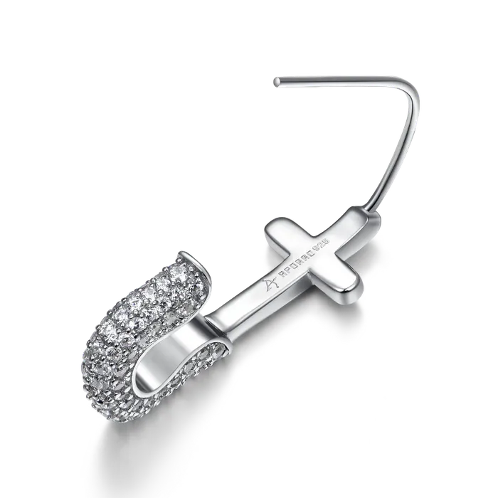 aporro Earrings Pin Cross Hoop Earring