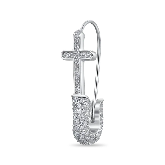 aporro Earrings Pin Cross Hoop Earring