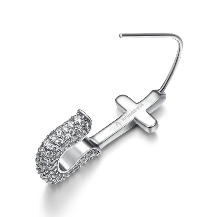 aporro Earrings Pin Cross Hoop Earring