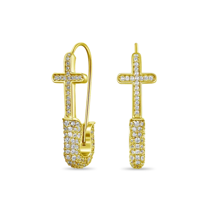 aporro Earrings Pin Cross Hoop Earring