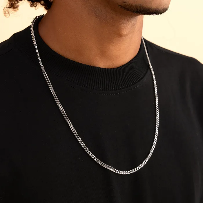 aporro Necklaces 35mm Miami Micro Cuban Curb Chain White Gold