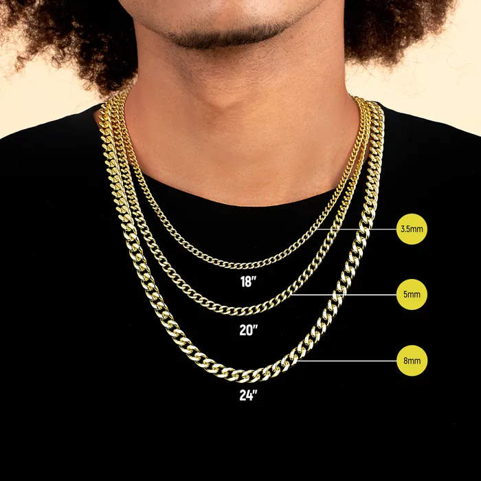 aporro Necklaces 35mm Miami Micro Cuban Curb Chain White Gold