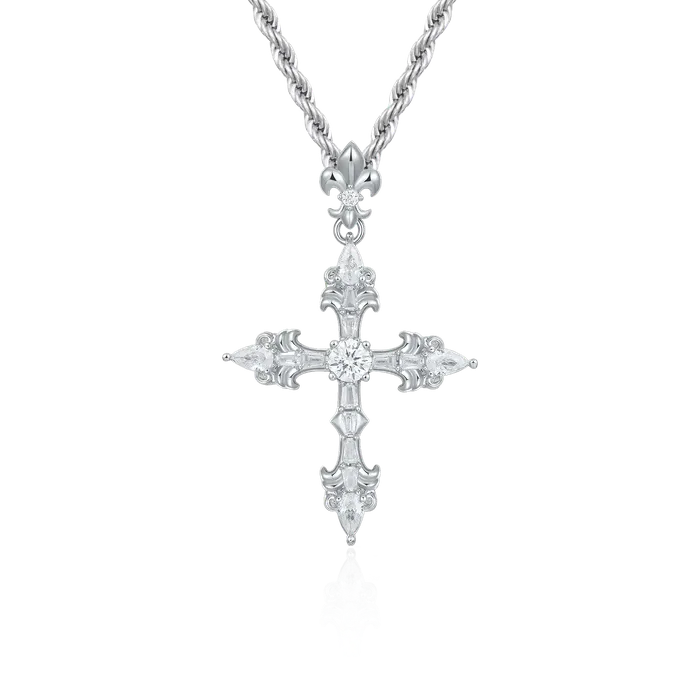 aporro Necklaces Fleur De Lis Cross Pendant