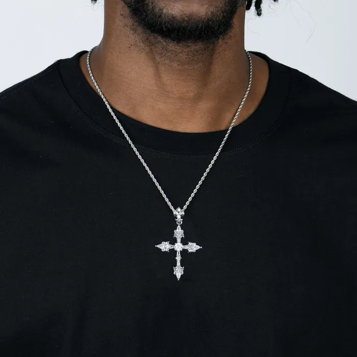 aporro Necklaces Fleur De Lis Cross Pendant