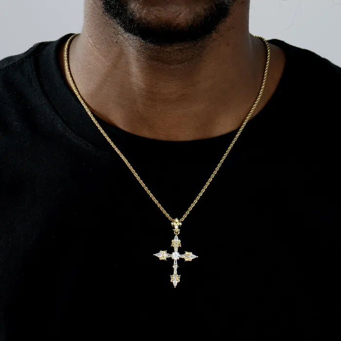 aporro Necklaces Fleur De Lis Cross Pendant