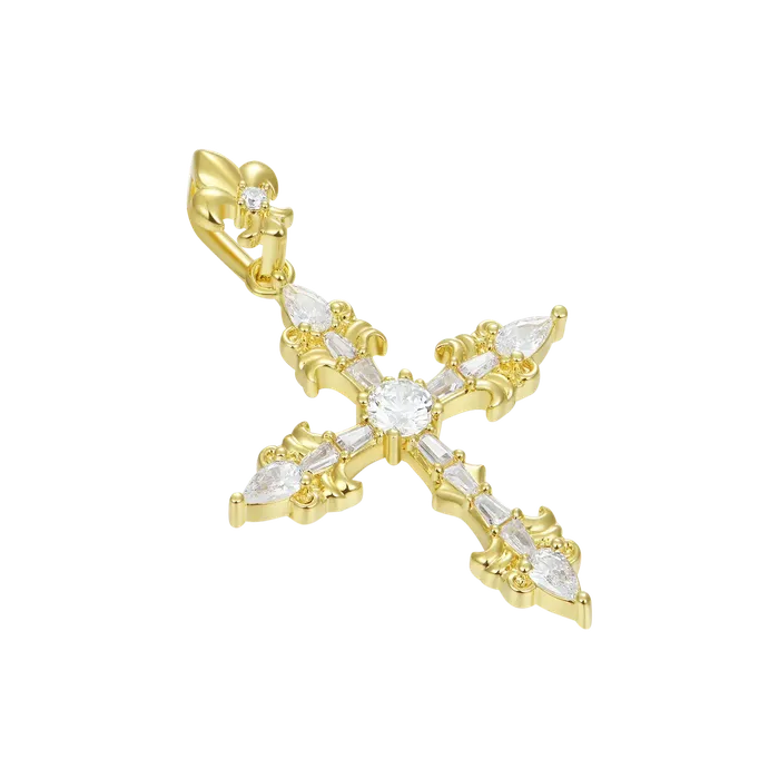 aporro Necklaces Fleur De Lis Cross Pendant