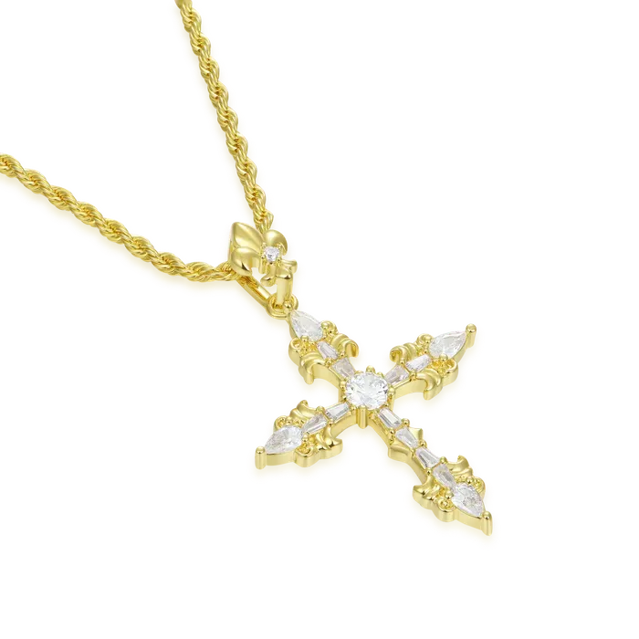 aporro Necklaces Fleur De Lis Cross Pendant