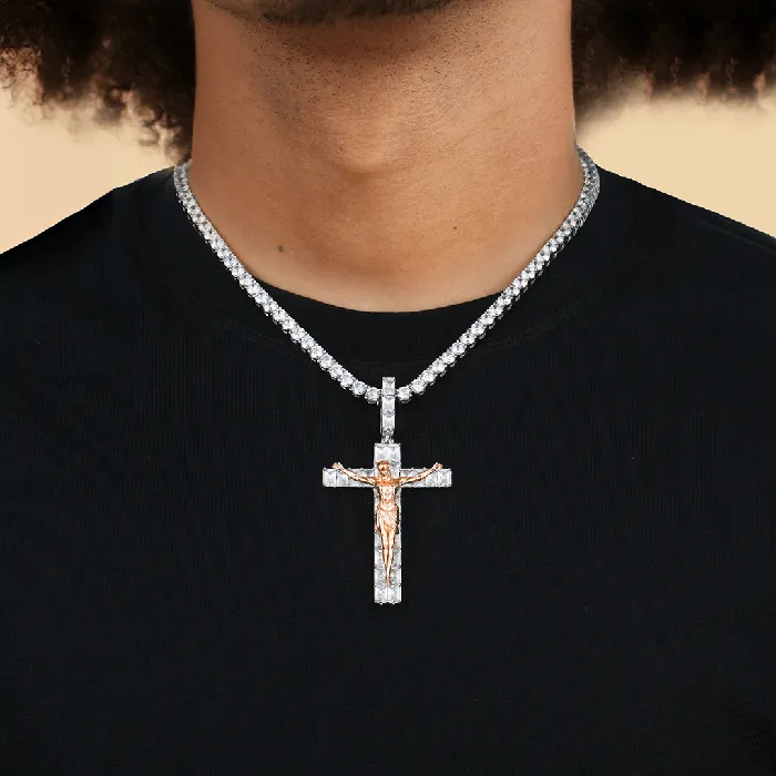 aporro Necklaces Moissanite Crucifixion of Jesus Pendant