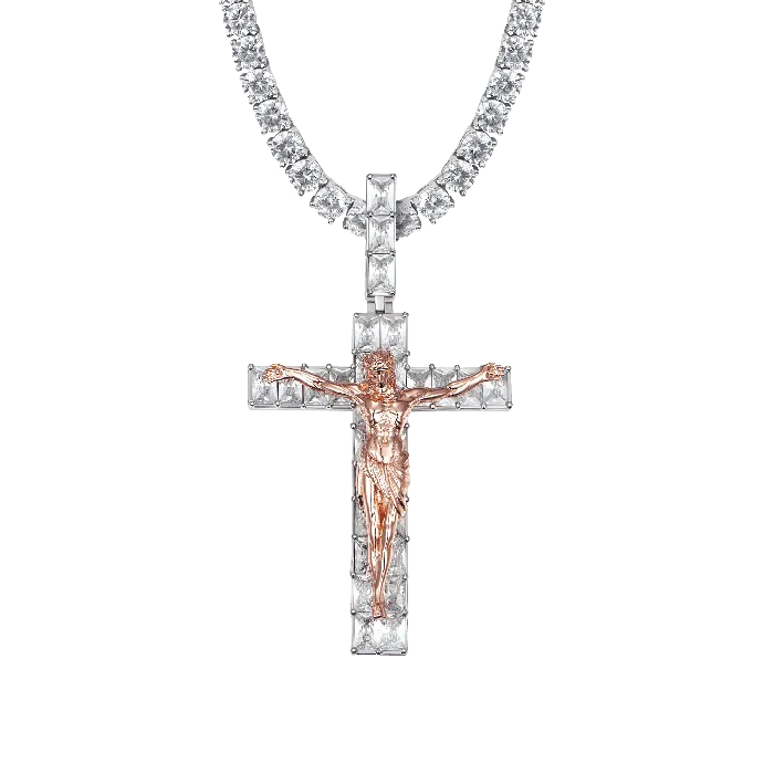 aporro Necklaces Moissanite Crucifixion of Jesus Pendant