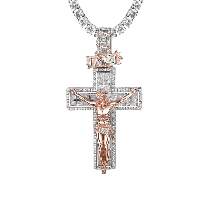 aporro Necklaces Moissanite Crucifixion of Jesus Pendant