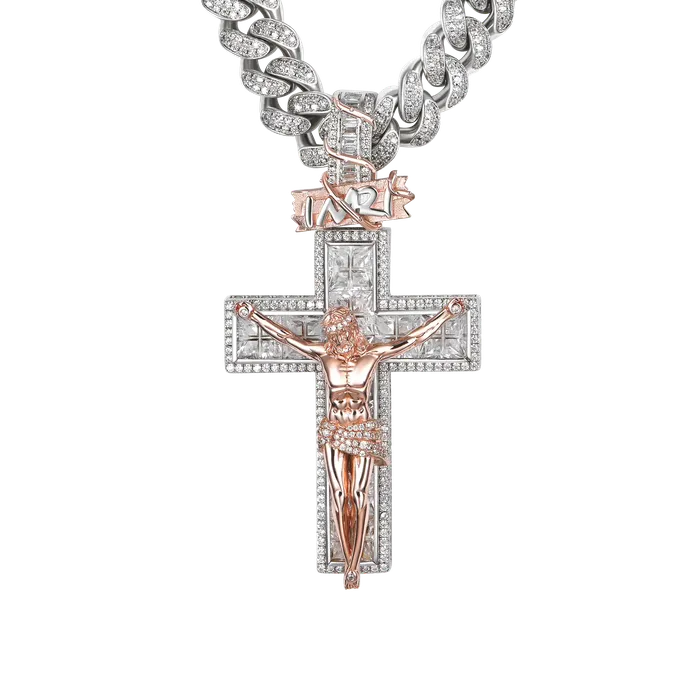 aporro Necklaces Moissanite Crucifixion of Jesus Pendant