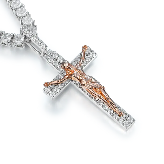 aporro Necklaces Moissanite Crucifixion of Jesus Pendant