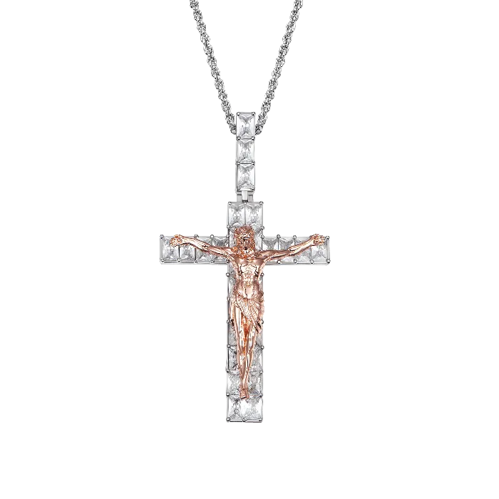 aporro Necklaces Moissanite Crucifixion of Jesus Pendant