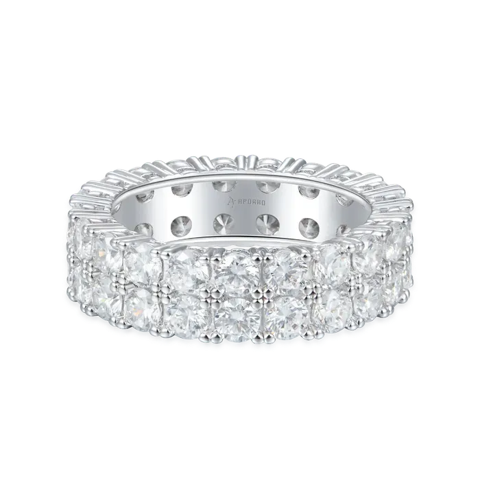 aporro Womens Iced Double Row Tennis Ring 6mm Rings