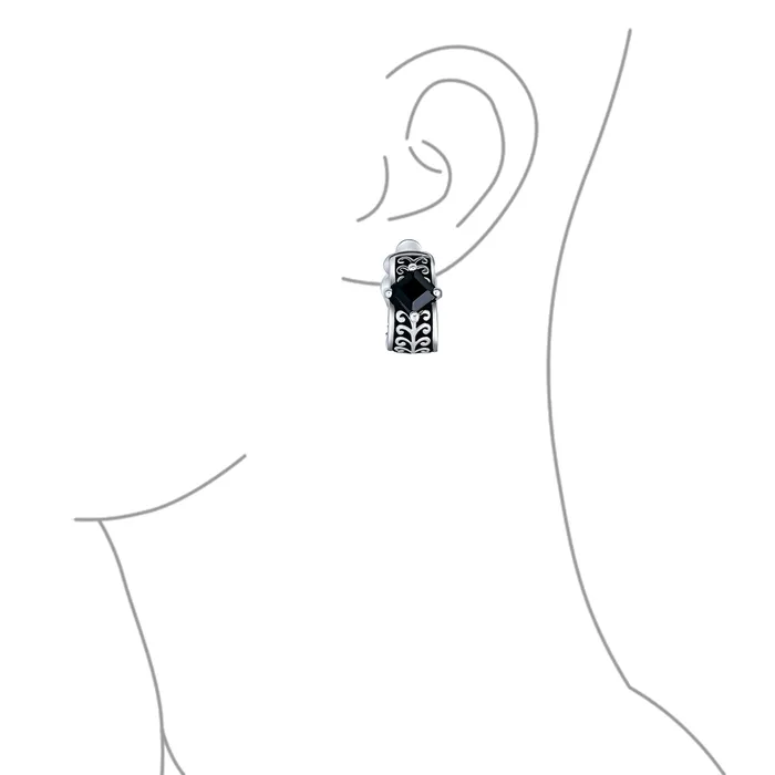 Bali Black Crystal Vines Scroll Half Hoop ClipOn Earrings NonPierced Ears BlingJewelry Wholesale Earrings