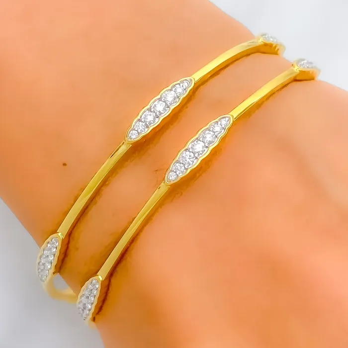 Beautiful Slender Diamond 18k Gold Bangle Andaaz Jewelers PreStyled Sets