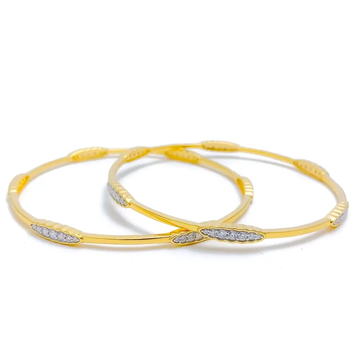 Beautiful Slender Diamond 18k Gold Bangle Andaaz Jewelers PreStyled Sets