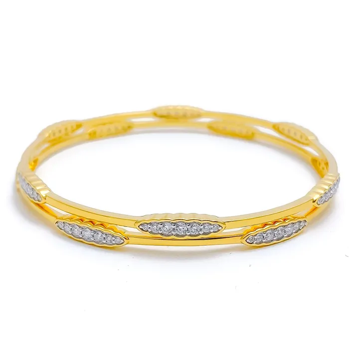 Beautiful Slender Diamond 18k Gold Bangle Andaaz Jewelers PreStyled Sets