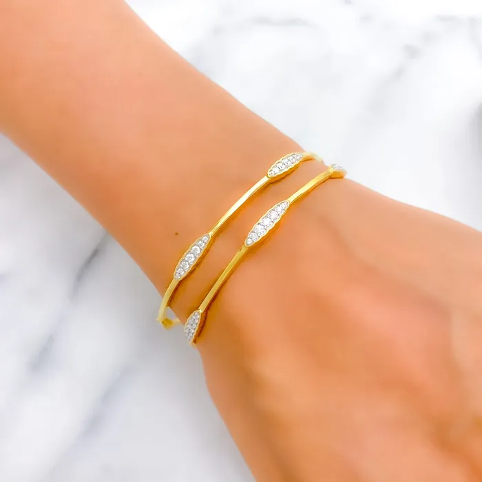 Beautiful Slender Diamond 18k Gold Bangle Andaaz Jewelers PreStyled Sets