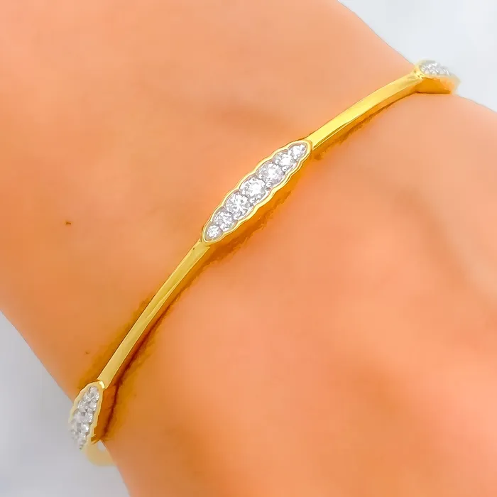 Beautiful Slender Diamond 18k Gold Bangle Andaaz Jewelers PreStyled Sets