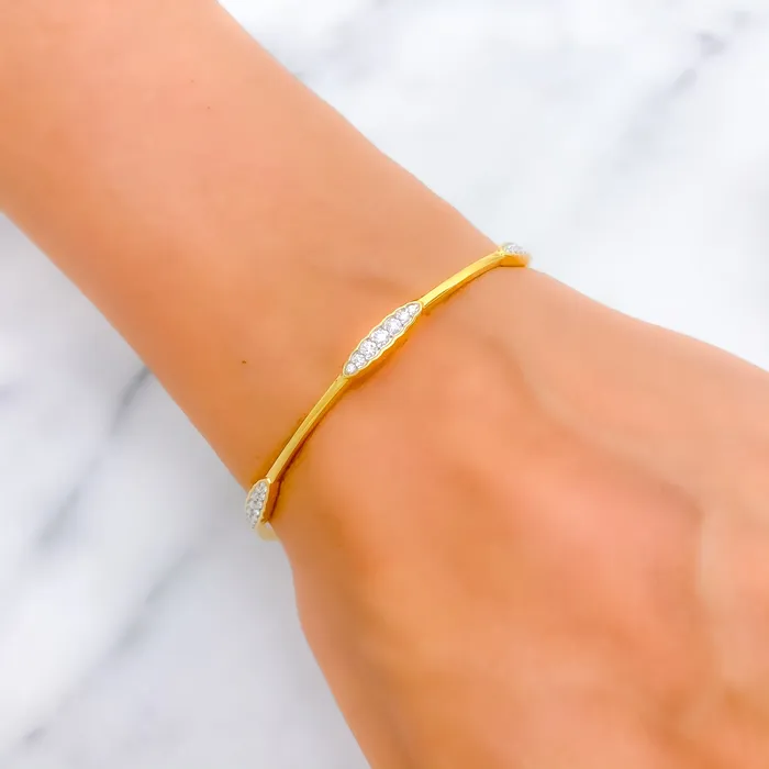 Beautiful Slender Diamond 18k Gold Bangle Andaaz Jewelers PreStyled Sets