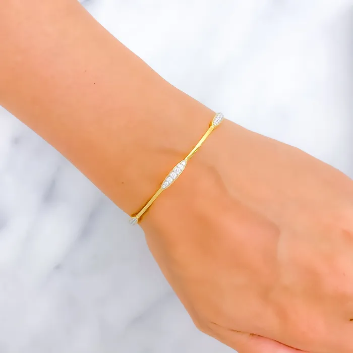 Beautiful Slender Diamond 18k Gold Bangle Andaaz Jewelers PreStyled Sets