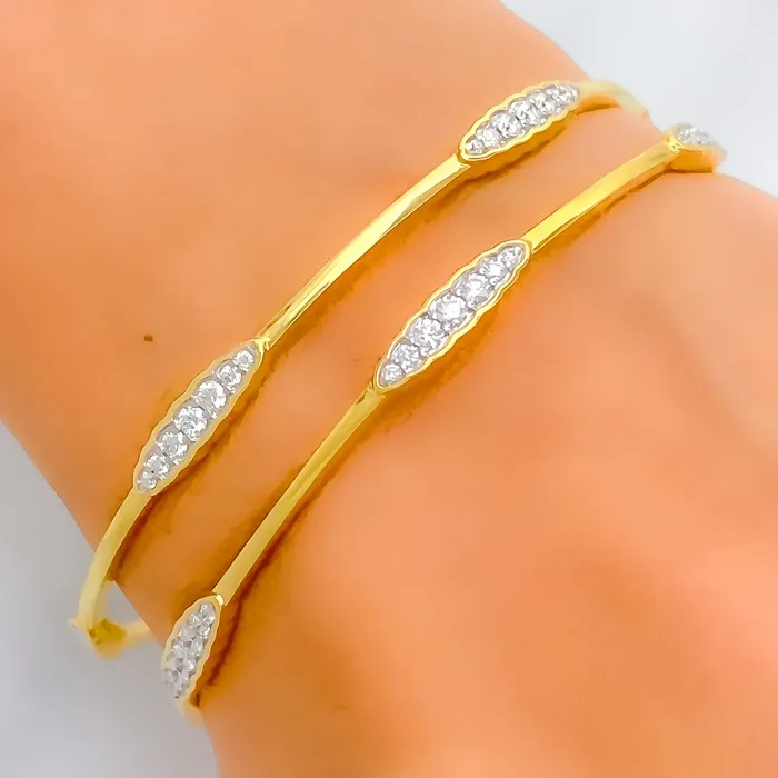 Beautiful Slender Diamond 18k Gold Bangle Andaaz Jewelers PreStyled Sets