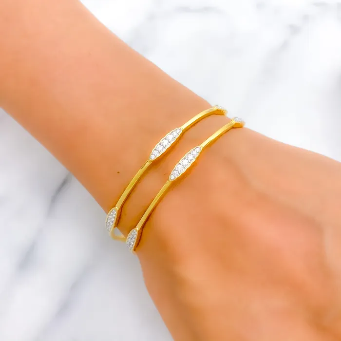 Beautiful Slender Diamond 18k Gold Bangle Andaaz Jewelers PreStyled Sets