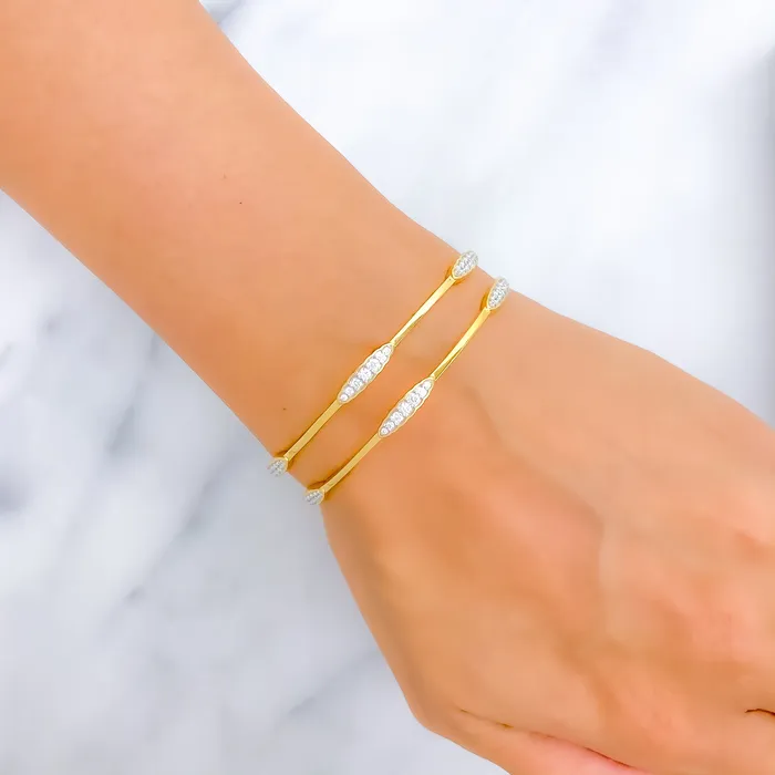 Beautiful Slender Diamond 18k Gold Bangle Andaaz Jewelers PreStyled Sets