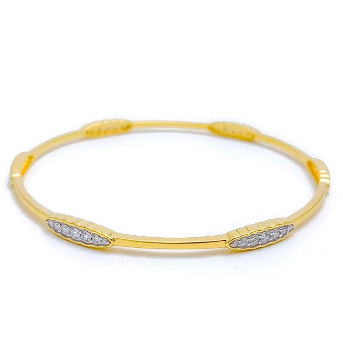 Beautiful Slender Diamond 18k Gold Bangle Andaaz Jewelers PreStyled Sets