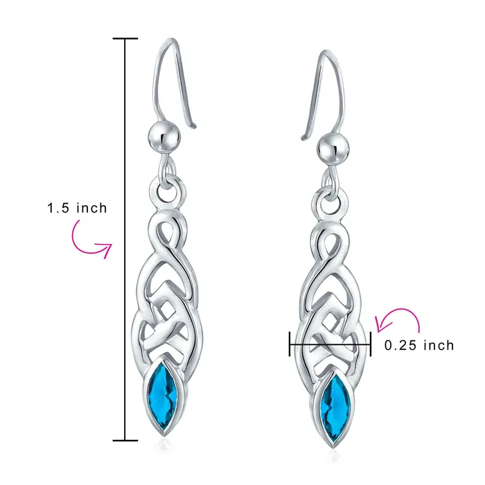 BFF Celtic Love Knot Dangle Chandelier Earrings with Simulated Gemstones in Sterling Silver BlingJewelry Wholesale Earrings