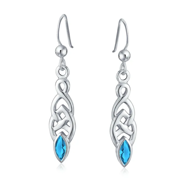 BFF Celtic Love Knot Dangle Chandelier Earrings with Simulated Gemstones in Sterling Silver BlingJewelry Wholesale Earrings