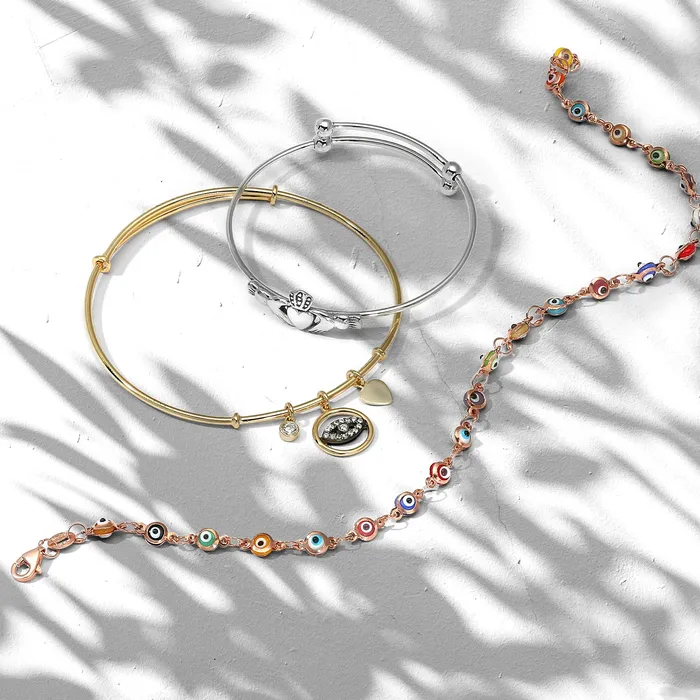 BlingJewelry Wholesale Bracelets Evil Eye Heart Charm Bangle Bracelet CZ Gold Plated Sterling Silver BlingJewelry Wholesale Bracelets Evil Eye Heart Charm Bangle Bracelet CZ Gold Plated Sterling Silver