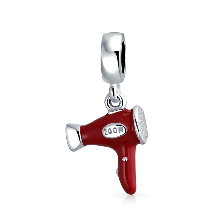 BlingJewelry Wholesale Bracelets Hair Dryer Dangle Charm Bead for Stylists Red Enamel Sterling Silver Bracelet BlingJewelry Wholesale Bracelets Hair Dryer Dangle Charm Bead for Stylists Red Enamel Sterling Silver Bracelet