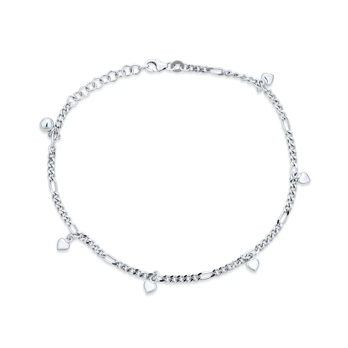 BlingJewelry Wholesale Bracelets Multi Heart Charms Anklet Ankle Bracelet Sterling Silver Figaro Chain BlingJewelry Wholesale Bracelets Multi Heart Charms Anklet Ankle Bracelet Sterling Silver Figaro Chain