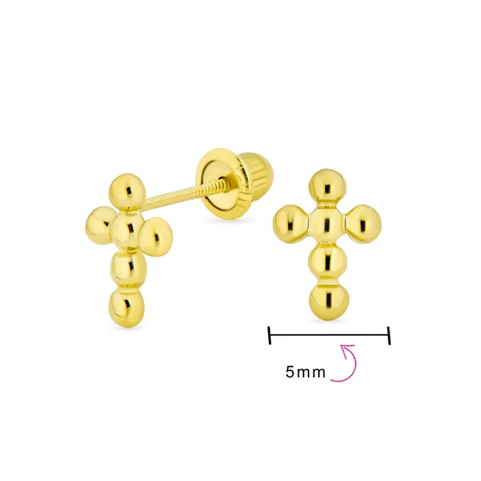 BlingJewelry Wholesale Earrings 14K Yellow Gold Cross Stud Earrings with Safety Screw Back Christian Mini Ball Design BlingJewelry Wholesale Earrings 14K Yellow Gold Cross Stud Earrings with Safety Screw Back Christian Mini Ball Design