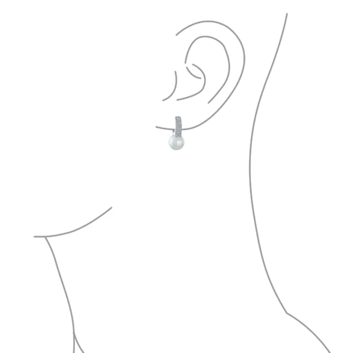 BlingJewelry Wholesale Earrings Bridal CZ White Imitation Pearl Hoop Drop Ball Earrings Silver Plated BlingJewelry Wholesale Earrings Bridal CZ White Imitation Pearl Hoop Drop Ball Earrings Silver Plated