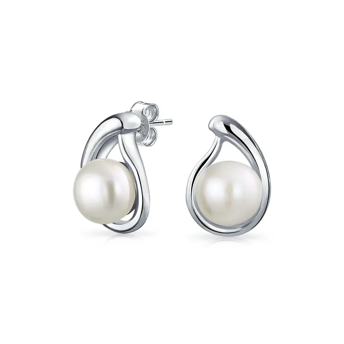 BlingJewelry Wholesale Earrings Elegant Bridal White Freshwater Pearl Teardrop Stud Earrings Sterling Silver BlingJewelry Wholesale Earrings Elegant Bridal White Freshwater Pearl Teardrop Stud Earrings Sterling Silver