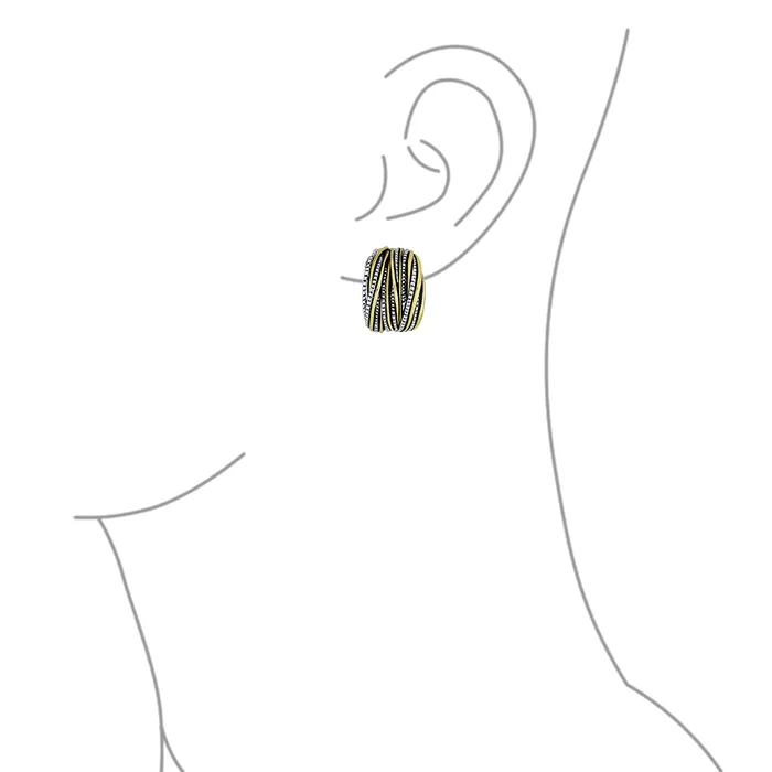 BlingJewelry Wholesale Earrings Half Hoop Shrimp Style ClipOn Earrings Two Tone Caviar Bead Silver Gold Plated BlingJewelry Wholesale Earrings Half Hoop Shrimp Style ClipOn Earrings Two Tone Caviar Bead Silver Gold Plated