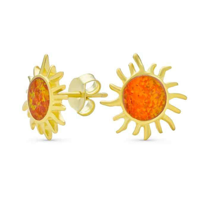 BlingJewelry Wholesale Earrings Iridescent Gemstone Sunburst Stud Earrings Blue Opal 14K Gold October Birthstone BlingJewelry Wholesale Earrings Iridescent Gemstone Sunburst Stud Earrings Blue Opal 14K Gold October Birthstone