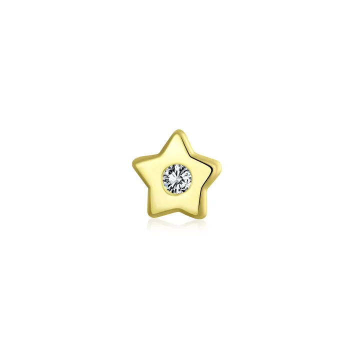 BlingJewelry Wholesale Earrings Minimalist CZ Accent 14K Gold Ear Cuff Cartilage Star Stud Earring Helix Piercing BlingJewelry Wholesale Earrings Minimalist CZ Accent 14K Gold Ear Cuff Cartilage Star Stud Earring Helix Piercing