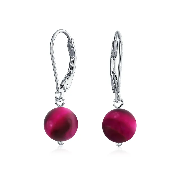 BlingJewelry Wholesale Earrings Simple Gemstone 8MM Drop Ball Earrings with Secure Hinge Lever Back in Sterling Silver BlingJewelry Wholesale Earrings Simple Gemstone 8MM Drop Ball Earrings with Secure Hinge Lever Back in Sterling Silver