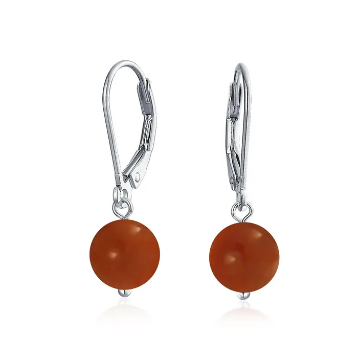 BlingJewelry Wholesale Earrings Simple Gemstone 8MM Drop Ball Earrings with Secure Hinge Lever Back in Sterling Silver BlingJewelry Wholesale Earrings Simple Gemstone 8MM Drop Ball Earrings with Secure Hinge Lever Back in Sterling Silver